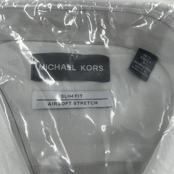 Michael Kors Slim Fit Airsoft Button Front Long Sleeve Shirt - White - S - NWT - Picture 4 of 6